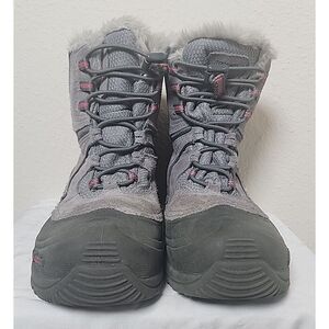 Girl's Columbia Gray Pink Snow Boots Size‎ 3 Waterproof Sledding Winter Faux Fur